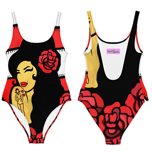 Amy Winehouse "red roses" one-piece swimsuit Poisoned Divas