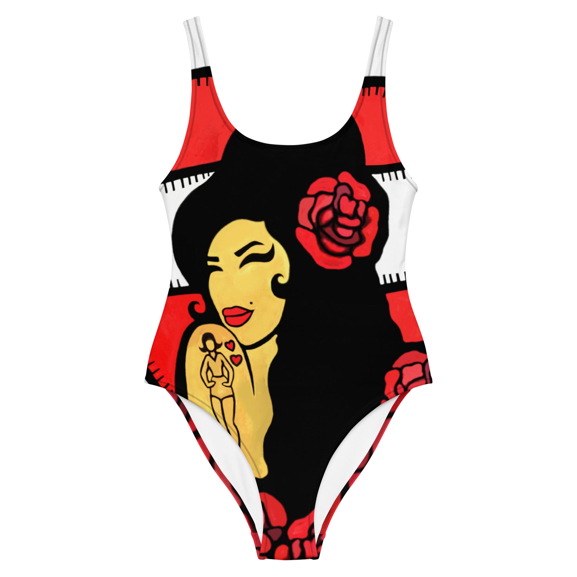 Amy Winehouse "red roses" one-piece swimsuit" front Poisoned Divas