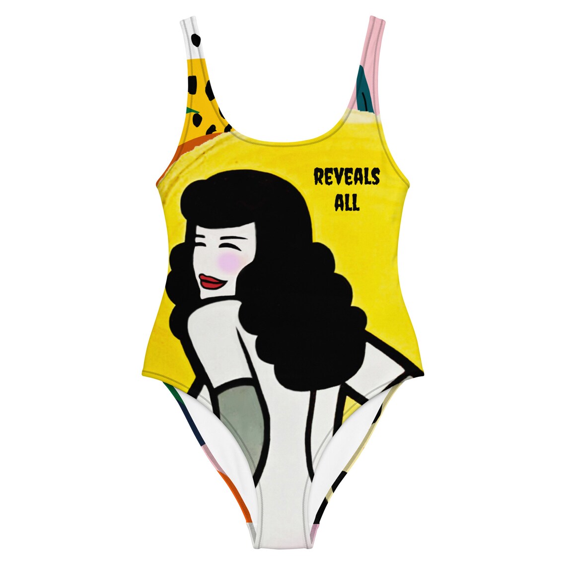 Bettie Page "reveals all" one-pece swimsuit front Poisoned Divas