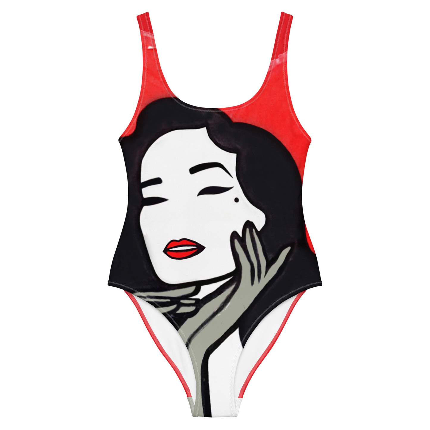 Dita Von Teese "hot red" one-piece swimsuit front Poisoned Divas