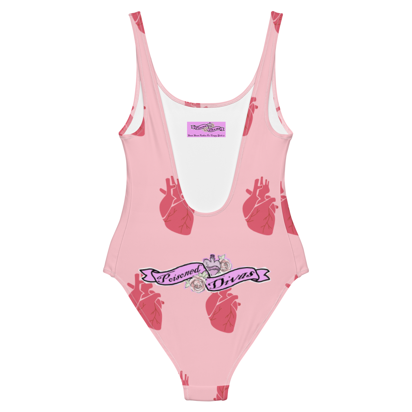 Poisoned Divas "hardcore hearts" one-piece swimsuit back