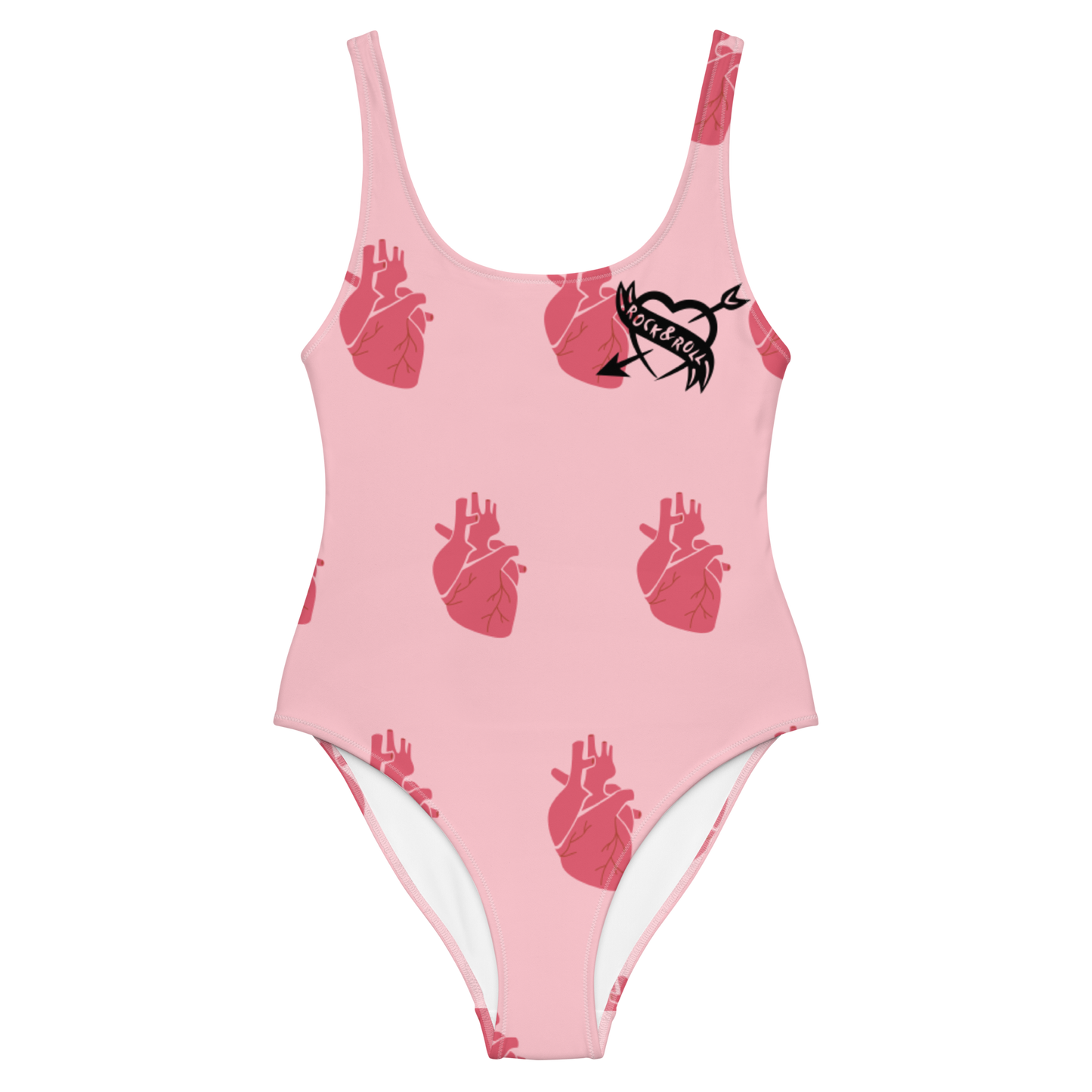 Poisoned Divas "hardcore hearts" one-piece swimsuit front