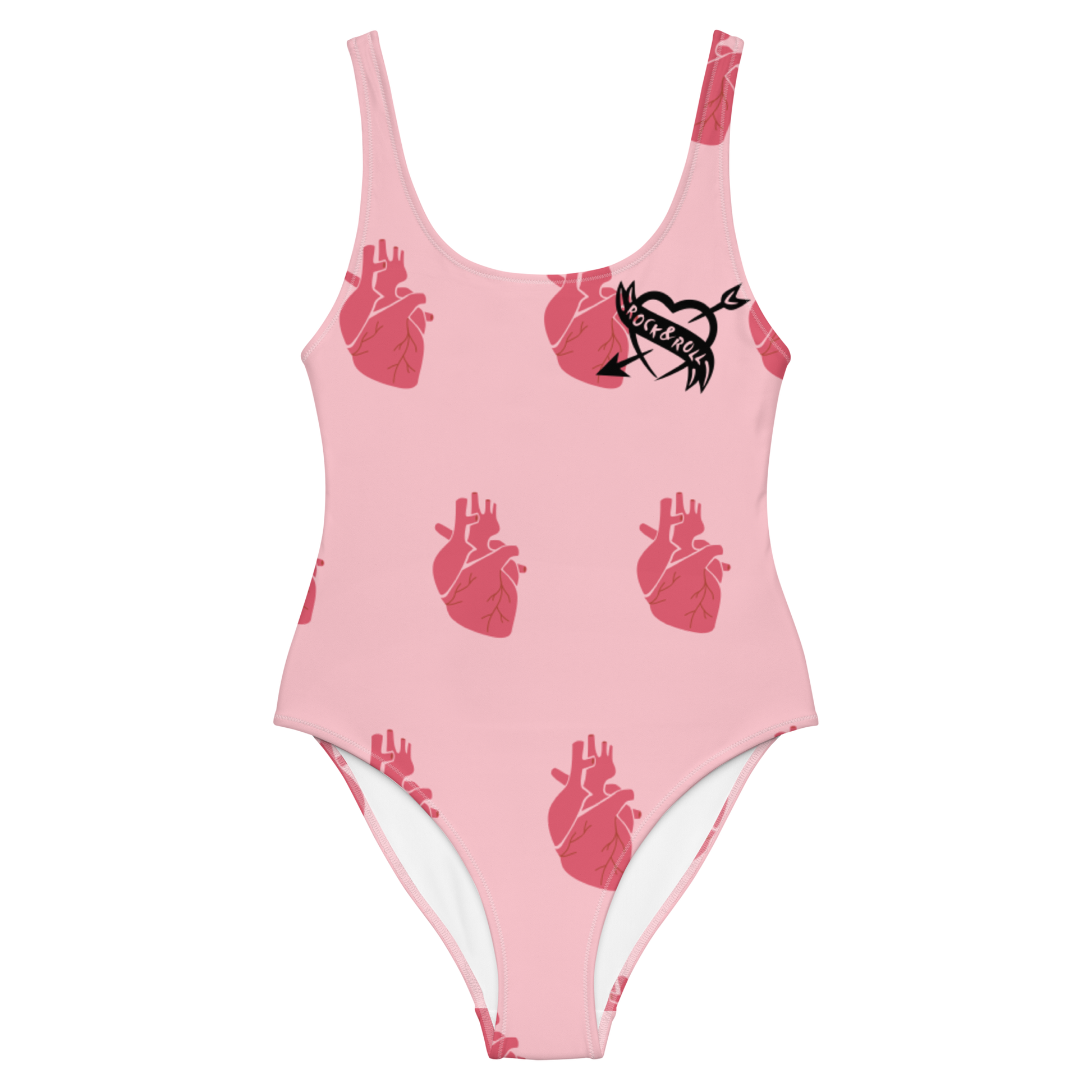 Poisoned Divas "hardcore hearts" one-piece swimsuit front
