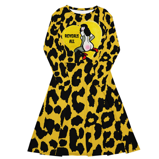 bettie page yellow leopard long dress front 3