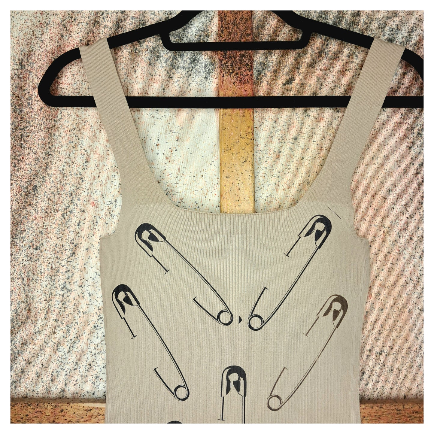 recycling upcacling beige sexy punk women partydress with safety pins pattern